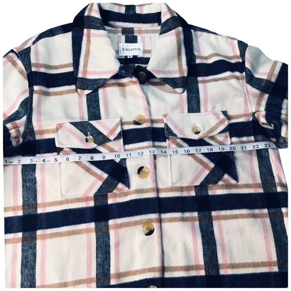 VIGOSS - Plaid Flannel Plus Size Shacket (Shirt + Jacket) Size 1 X NWOT - Picture 7 of 16